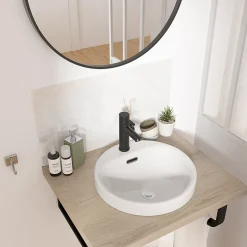 Homesight Vasque semi-encastrée ronde céramique blanc Carla* Vasque À Encastrer