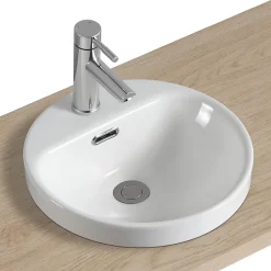 Homesight Vasque semi-encastrée ronde céramique blanc Carla* Vasque À Encastrer