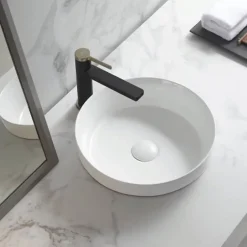 Homesight Vasque semi-encastrée ronde céramique blanc Aito