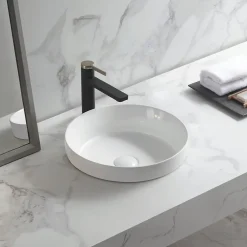 Homesight Vasque semi-encastrée ronde céramique blanc Aito