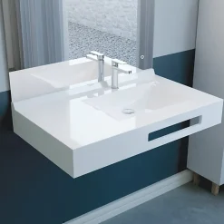 Cuisibane Vasque suspendue EVIDENCE 90 cm déporté à droite- Blanc* Plan Vasque Lave-Mains