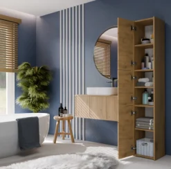 Topeshop VERONA - Armoire Colonne de salle de bain - 170x30x30 - Meuble rangement salle de bain