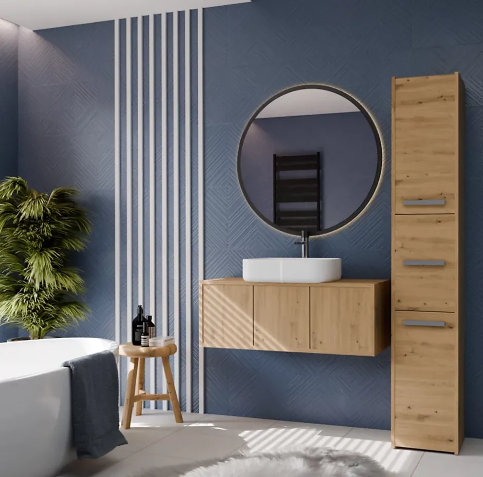 Topeshop VERONA - Armoire Colonne de salle de bain - 170x30x30 - Meuble rangement salle de bain