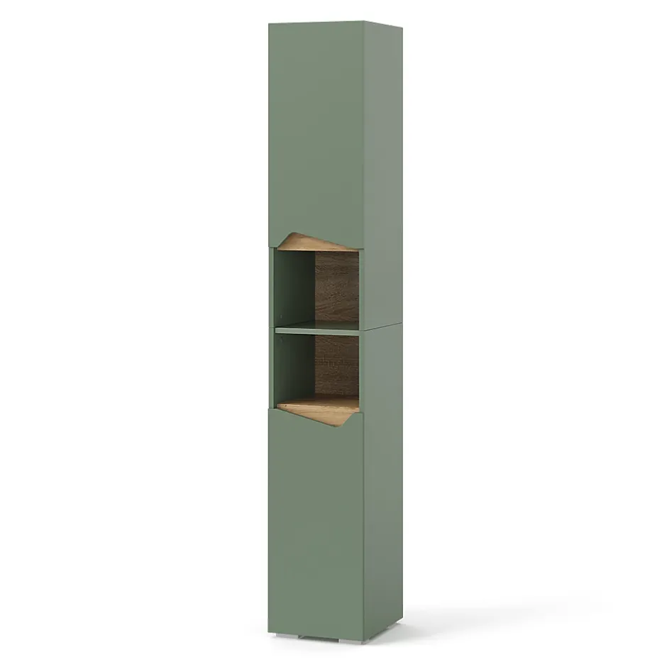 Vicco Vert/Artisan 30x180cm avec portes et compartiments ouverts