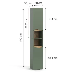 Vicco Vert/Artisan 30x180cm avec portes et compartiments ouverts
