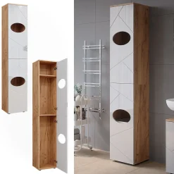 Vicco Armoire à linge Chêne doré/blanc brillant 37.2x192cm* Colonne De Salle De Bains