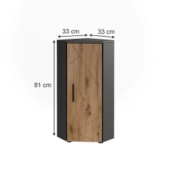 Vicco Armoire dangle Anthracite/Artisan 33x81cm avec 3 étagères