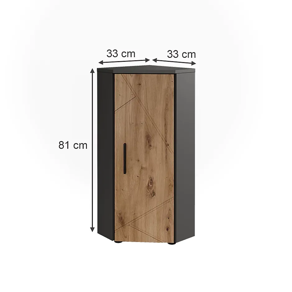 Vicco Armoire dangle Anthracite/Artisan 33x81cm avec 3 étagères