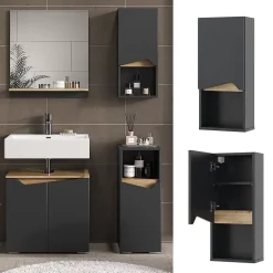 Vicco Armoire de Anthracite 30x67cm avec porte et compartiment ouvert