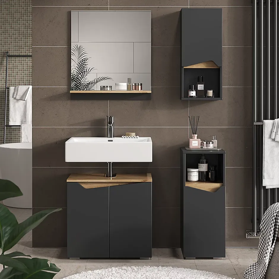 Vicco Armoire de Anthracite 30x67cm avec porte et compartiment ouvert