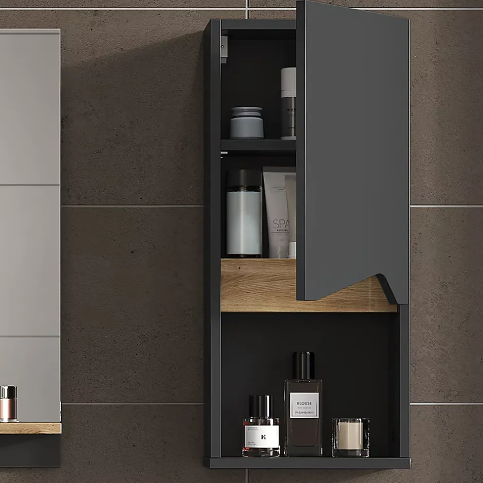 Vicco Armoire de Anthracite 30x67cm avec porte et compartiment ouvert