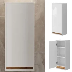 Vicco Armoire de Blanc brillant/Chêne doré 81.6x35cm avec porte* Armoire De Salle De Bains