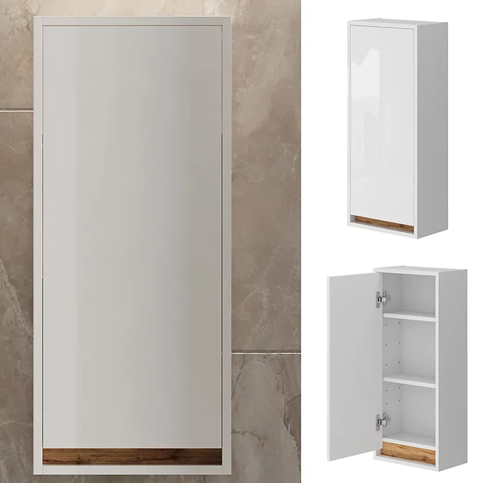 Vicco Armoire de Blanc brillant/Chêne doré 81.6x35cm avec porte* Armoire De Salle De Bains