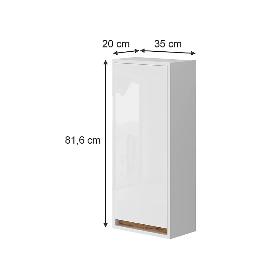 Vicco Armoire de Blanc brillant/Chêne doré 81.6x35cm avec porte* Armoire De Salle De Bains