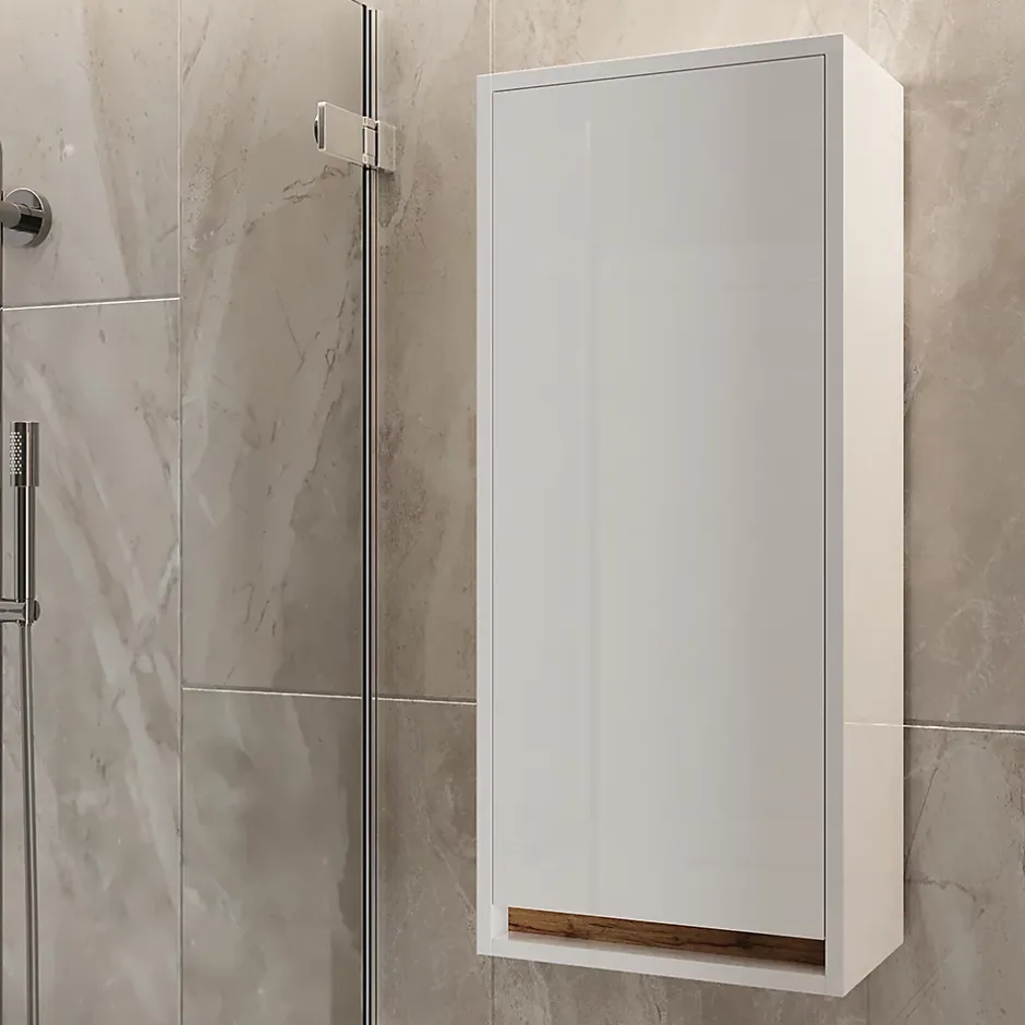 Vicco Armoire de Blanc brillant/Chêne doré 81.6x35cm avec porte* Armoire De Salle De Bains