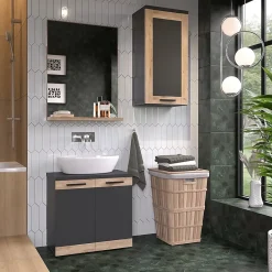 Vicco Armoire de salle de bain Anthracite/Viking Oak 40.3x79.6cm