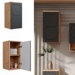 Vicco Armoire de salle de bain Anthracite avec structure en nid dabeille 30x59cm 2 compartiments, salle de bain* Armoire De Salle De Bains