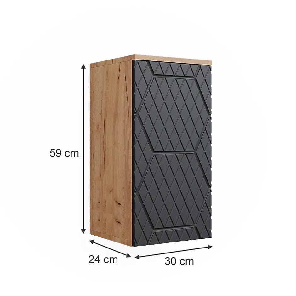 Vicco Armoire de salle de bain Anthracite avec structure en nid dabeille 30x59cm 2 compartiments, salle de bain* Armoire De Salle De Bains