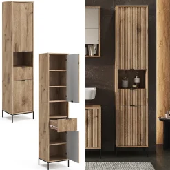 Vicco Armoire de salle de bain Chêne Viking 40x190cm avec porte et tiroir* Colonne De Salle De Bains