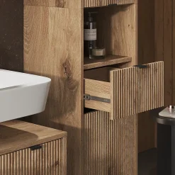 Vicco Armoire de salle de bain Chêne Viking 40x190cm avec porte et tiroir* Colonne De Salle De Bains