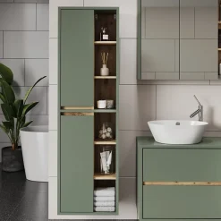 Vicco Armoire de salle de bain Vert/Anthracite 50x170cm avec des étagères ouvertes* Colonne De Salle De Bains