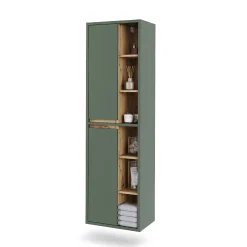 Vicco Armoire de salle de bain Vert/Anthracite 50x170cm avec des étagères ouvertes* Colonne De Salle De Bains