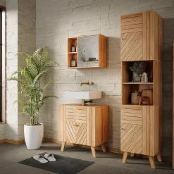 Vicco Armoire de salle de bain Bambou 40x177cm avec 2 portes* Colonne De Salle De Bains