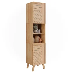 Vicco Armoire de salle de bain Bambou 40x177cm avec 2 portes* Colonne De Salle De Bains