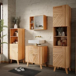 Vicco Armoire de salle de bain Bambou 40x177cm avec 2 portes* Colonne De Salle De Bains
