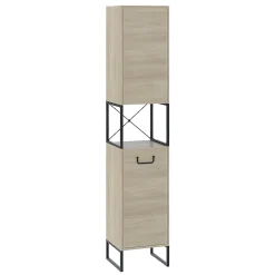 Vicco Armoire de salle de bain Chêne/noir 36x185cm avec 2 portes