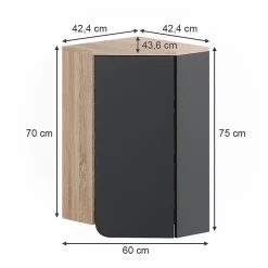 Vicco Armoire de salle de bain Anthracite 50x75cm avec porte et compartiments ouverts* Armoire De Salle De Bains