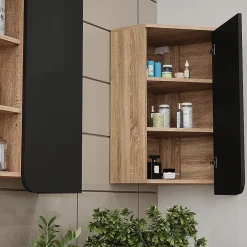 Vicco Armoire de salle de bain Anthracite 50x75cm avec porte et compartiments ouverts* Armoire De Salle De Bains