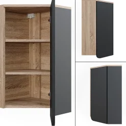 Vicco Armoire de salle de bain Anthracite 50x75cm avec porte et compartiments ouverts* Armoire De Salle De Bains