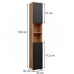 Vicco Armoire de salle de bain Anthracite avec structure en nid dabeille 30x192cm