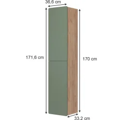 Vicco Armoire de salle de bain Vert/force de lor Chêne 36.6x171.6cm