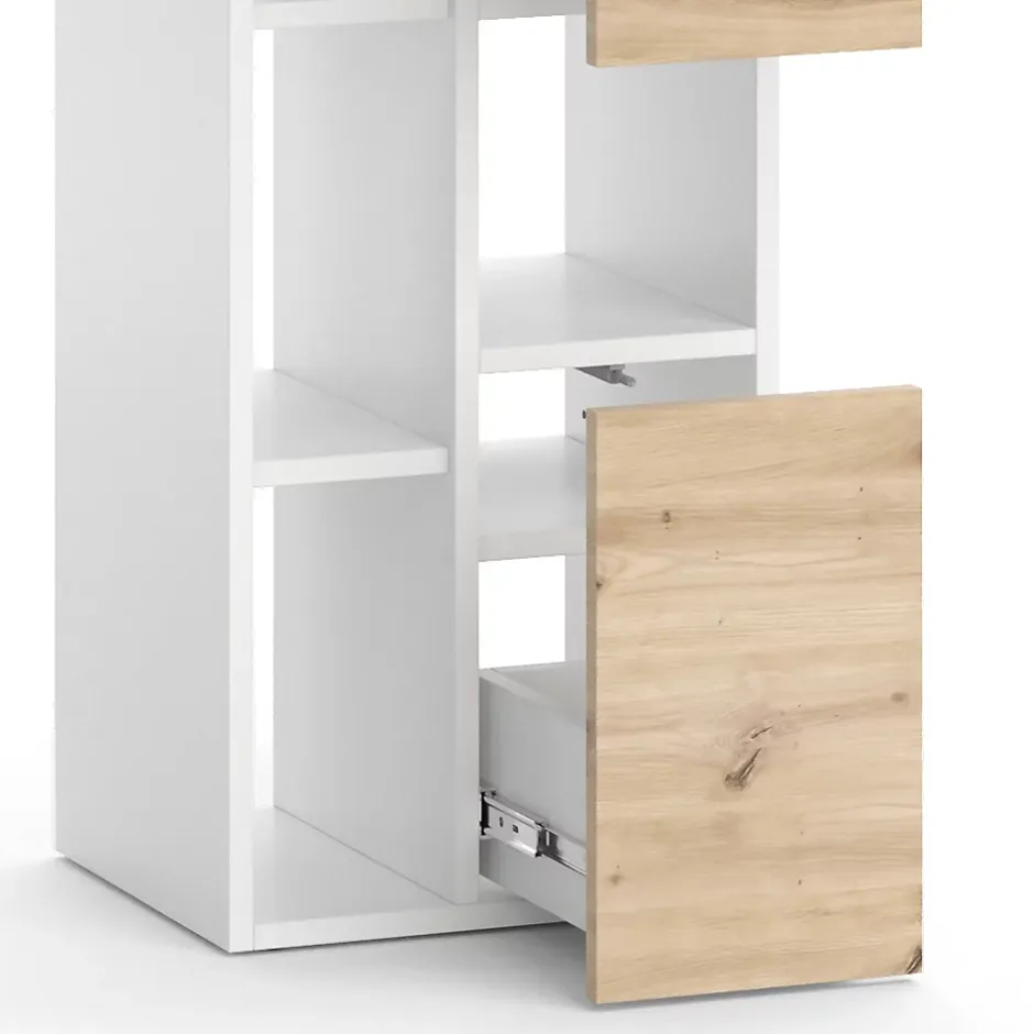 Vicco Armoire de salle de bain Blanc 36x117cm avec 2 tiroirs