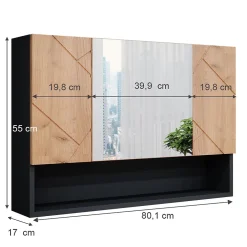 Vicco Armoire de toilette Chêne doré/anthracite 80.1x55cm