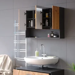 Vicco Armoire de toilette Chêne doré/anthracite 80.1x55cm