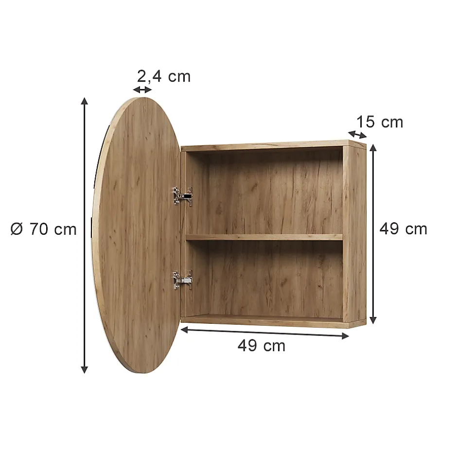 Vicco Armoire de toilette Chêne de force doré 70x70cm avec 2 compartiments* Armoire De Toilette