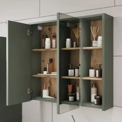 Vicco Armoire de toilette Vert/Artisan 80x75cm avec des étagères ouvertes* Armoire De Toilette