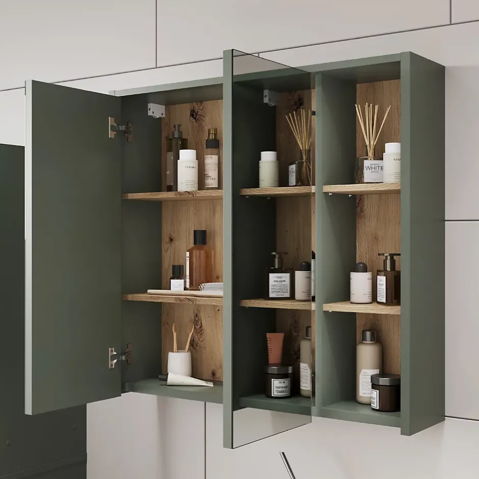 Vicco Armoire de toilette Vert/Artisan 80x75cm avec des étagères ouvertes* Armoire De Toilette
