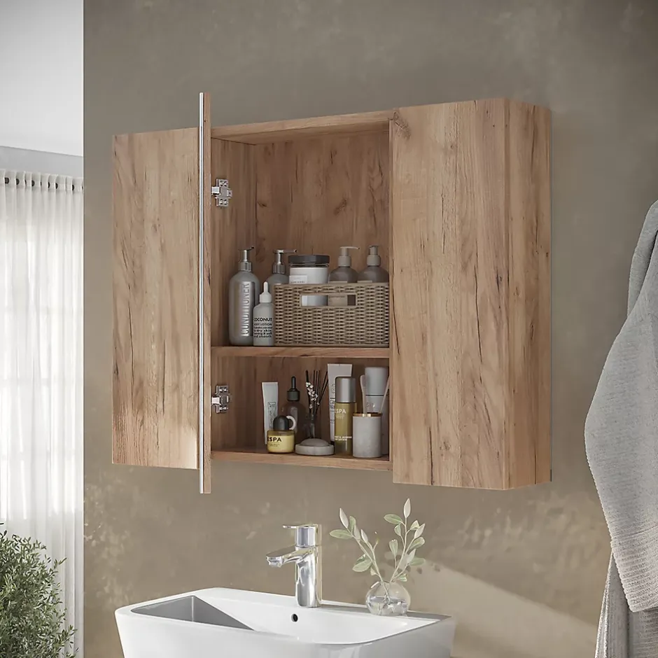 Vicco Armoire de toilette Chêne de force doré 80x59.2cm avec des étagères* Armoire De Toilette