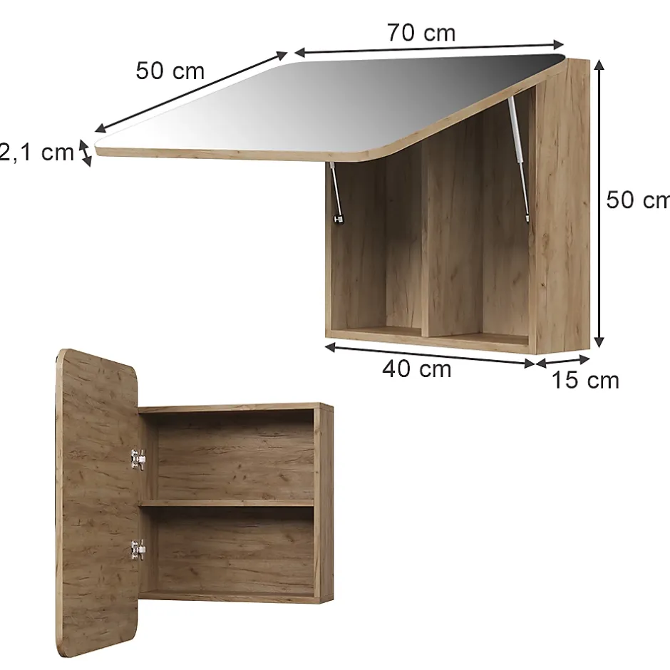 Vicco Armoire de toilette Chêne de force doré 70x50cm avec des étagères