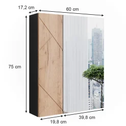 Vicco Armoire de toilette avec miroir Anthracite/chêne doré 60x75cm* Armoire De Toilette