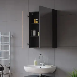 Vicco Armoire de toilette avec miroir Anthracite/chêne doré 60x75cm* Armoire De Toilette