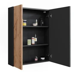 Vicco Armoire de toilette avec miroir Anthracite/chêne doré 60x75cm* Armoire De Toilette