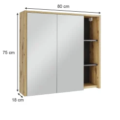 Vicco Armoire de toilette Artisan/gris 80x75cm avec des étagères ouvertes* Armoire De Toilette