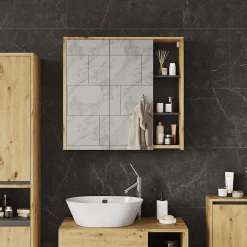 Vicco Armoire de toilette Artisan/gris 80x75cm avec des étagères ouvertes* Armoire De Toilette