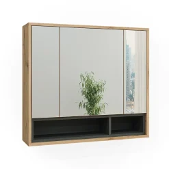 Vicco Armoire de toilette Chêne Artisan/Anthracite 80x72cm