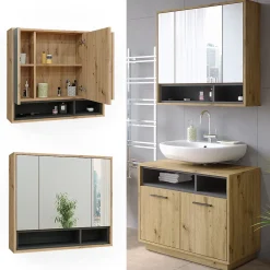 Vicco Armoire de toilette Chêne Artisan/Anthracite 80x72cm